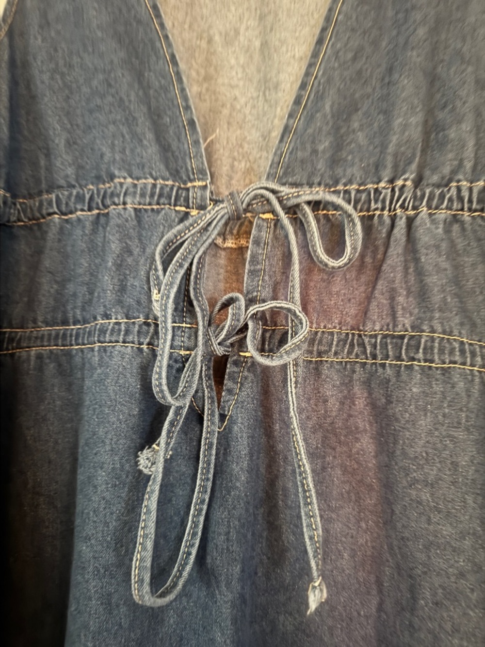 NWT Missguided Denim Tie-Front Mini Dress - Retro 90s Style - L - Picture 3 of 7